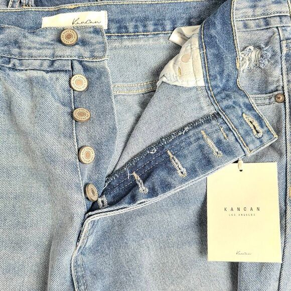 KanCan High Rise Distressed Mom Jeans 13/30 Button Fly - Picture 11 of 12